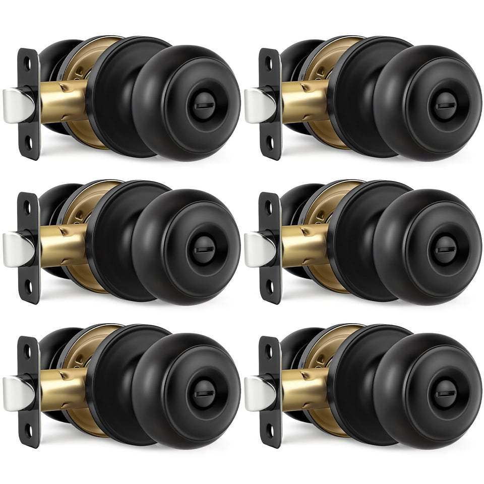 LANSTE black door knobs six-pack front view for modern bedroom privacy