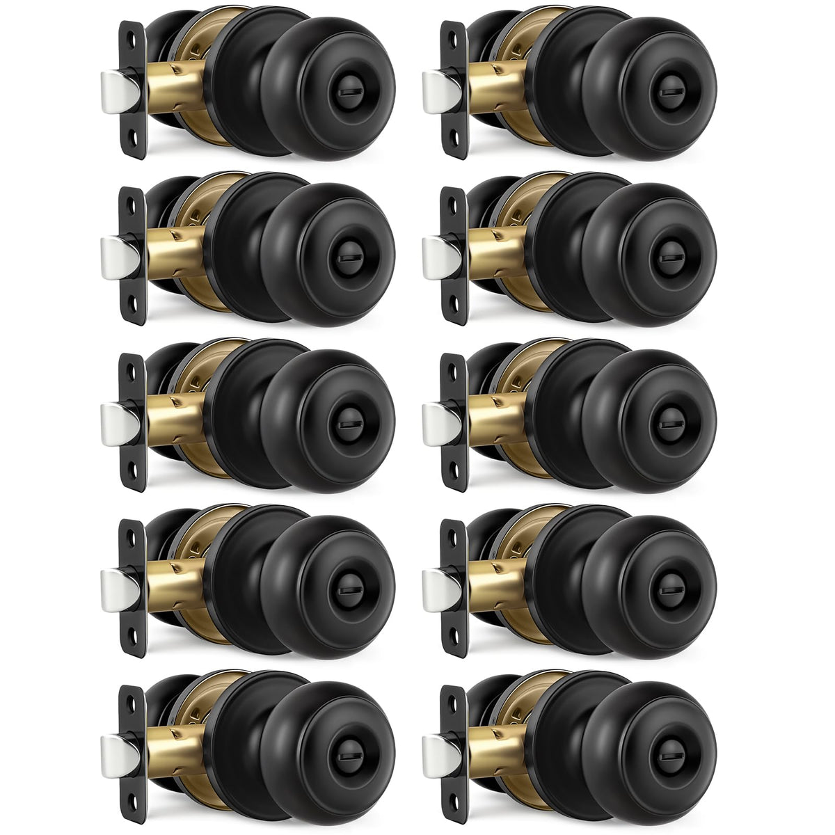 LANSTE black door knobs packaging—bulk 10-pack ready for quick replacement