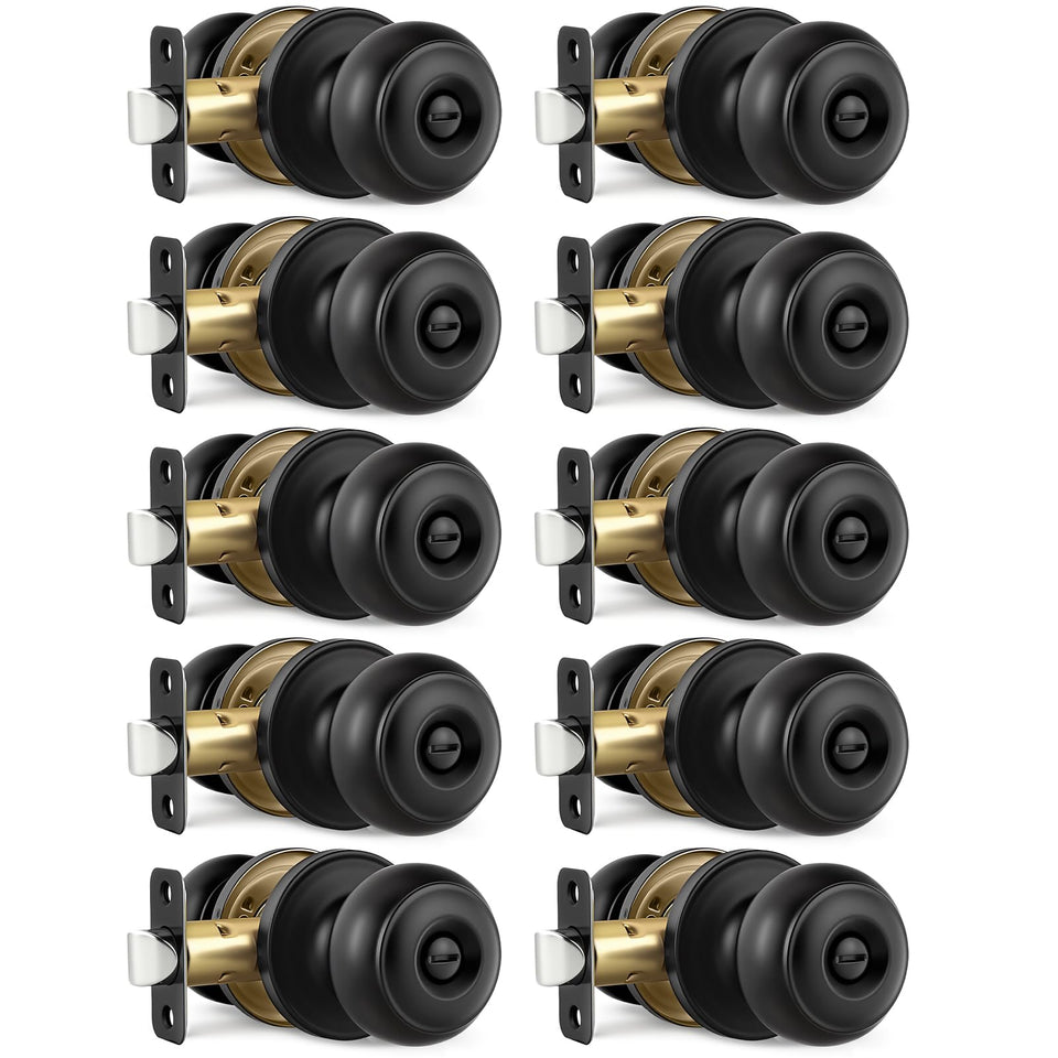 LANSTE black door knobs packaging—bulk 10-pack ready for quick replacement