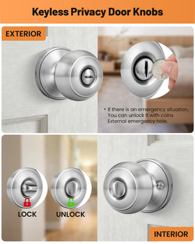 LANSTE privacy knob with emergency release for outside access