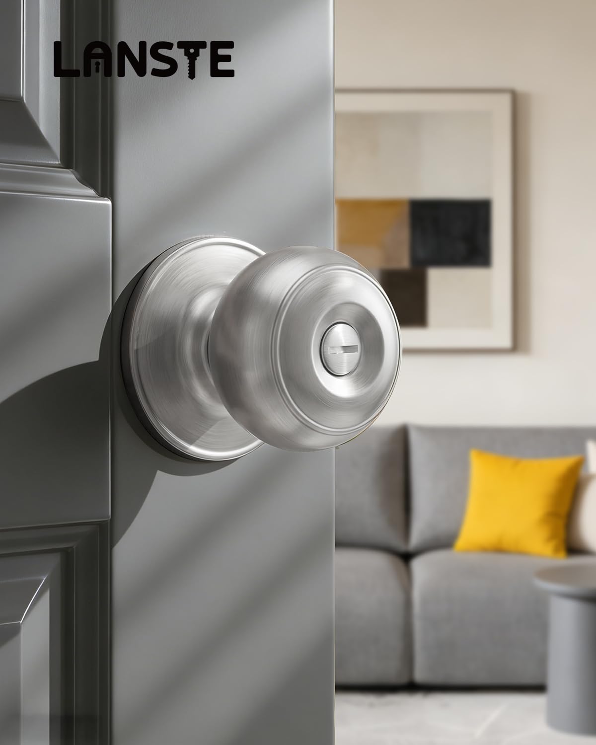 LANSTE interior brushed nickel knob complements doors in modern home