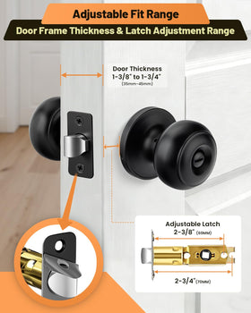 LANSTE modern black door knob suited for bedrooms and bathrooms