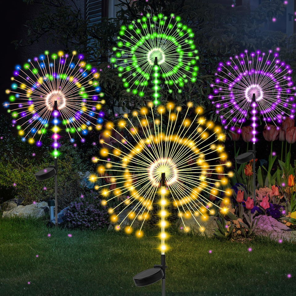 Lanthium garden decor solar lights 500LED 4-pack illuminate pathways with solar power.