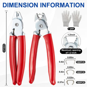 Lanties hog rings kit bent pliers accessing tight corners for repairs.