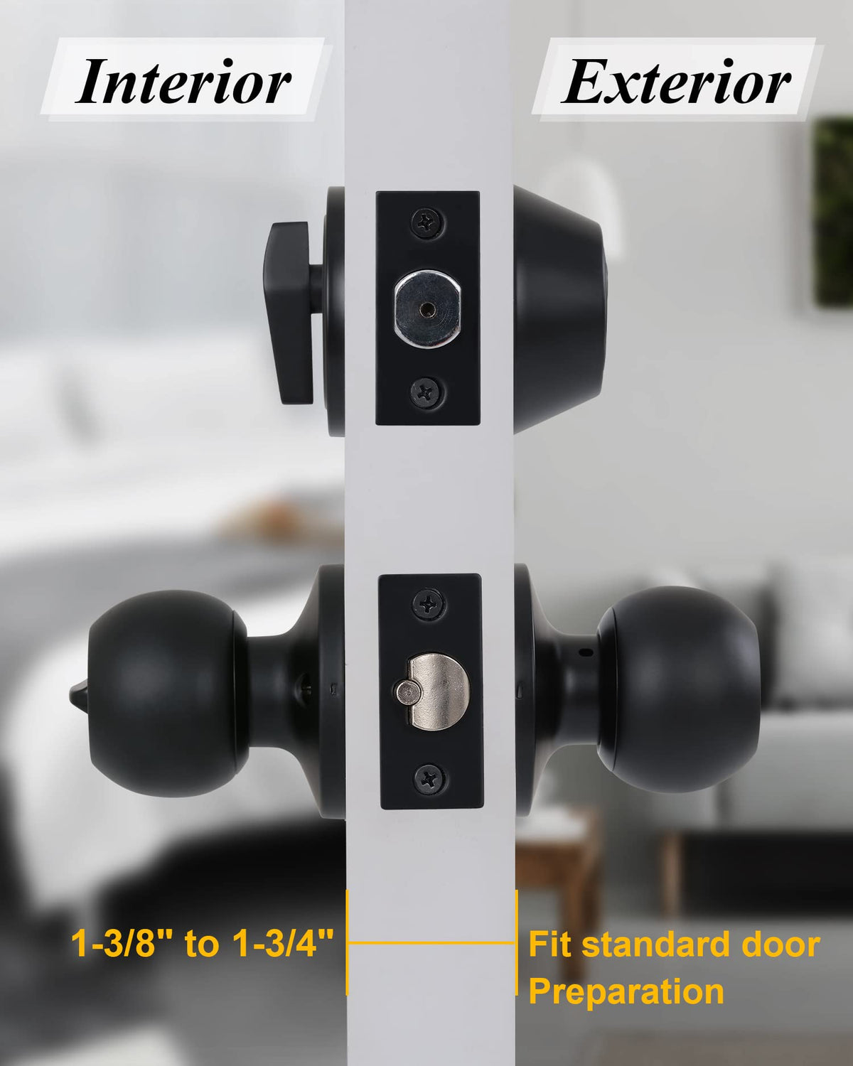 Lockset designed to fit doors 1-3/8 to 1-3/4 inches thick for versatility