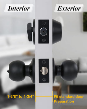 Lockset designed to fit doors 1-3/8 to 1-3/4 inches thick for versatility