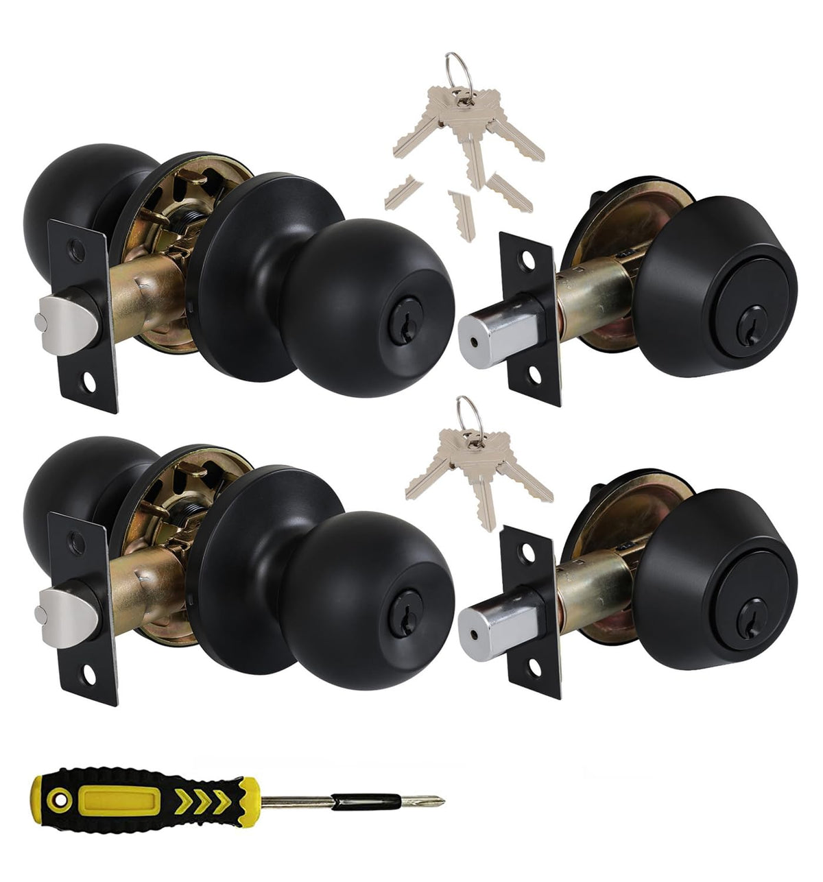 Lanwandeng keyed-alike knob and deadbolt on the front door for convenient single-key entry