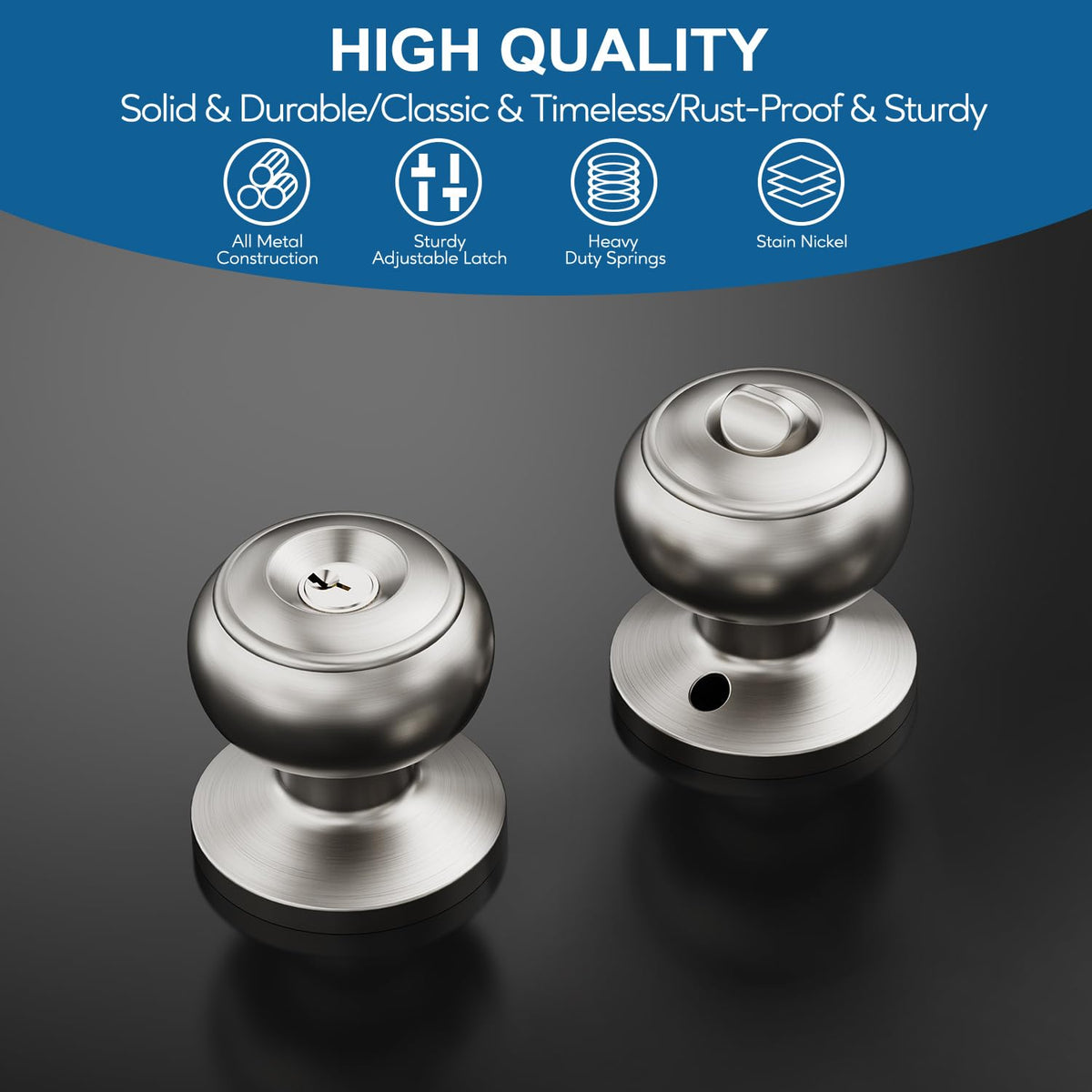 Lanwandeng satin nickel finish on exterior knob combines durability with modern style