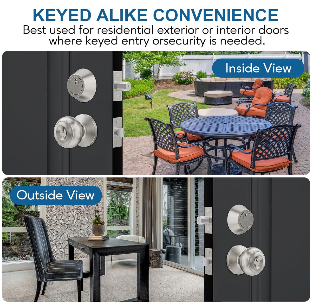 Lanwandeng single-cylinder deadbolt provides secure exterior key entry.