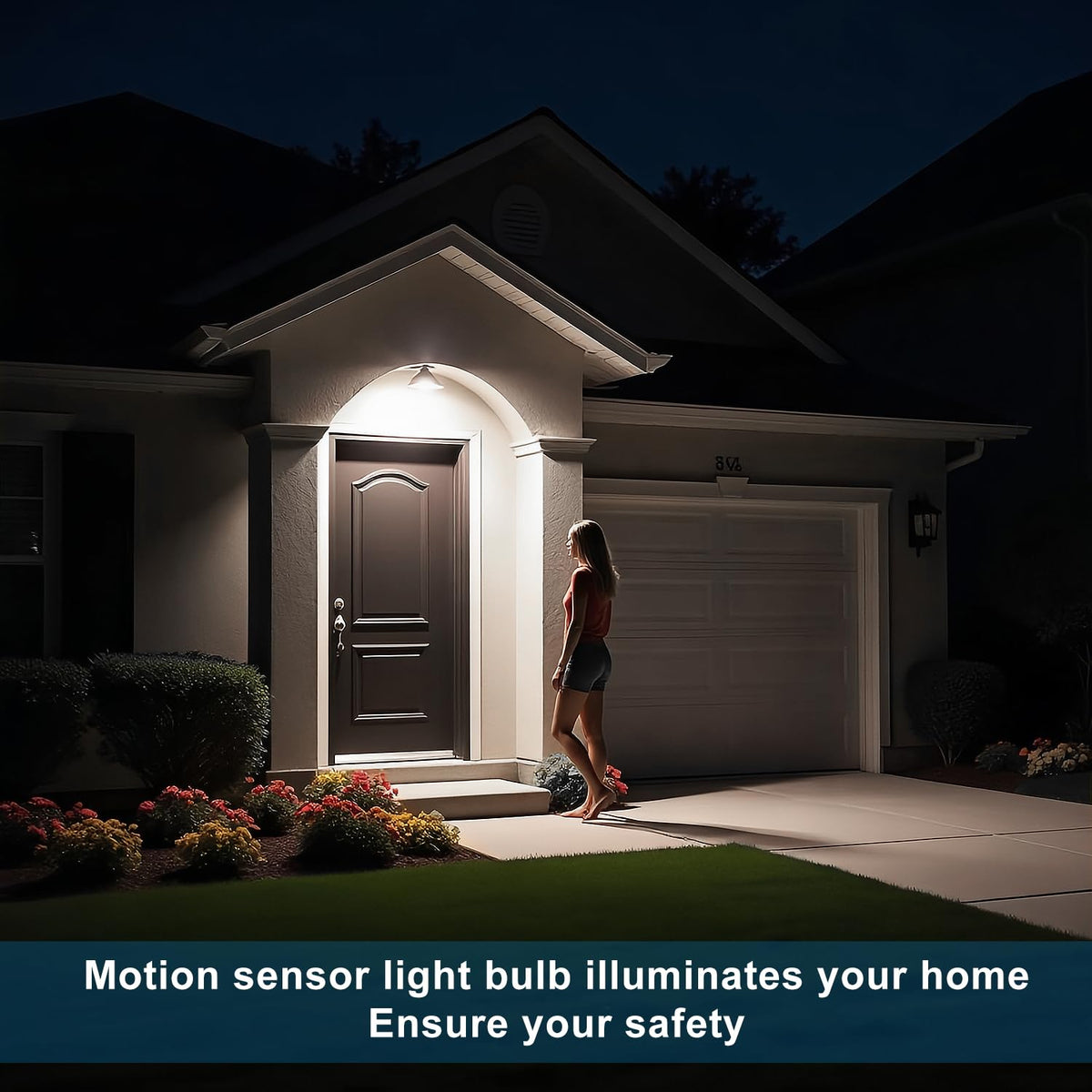 Lanyue porch and garage lighting with automatic activation.