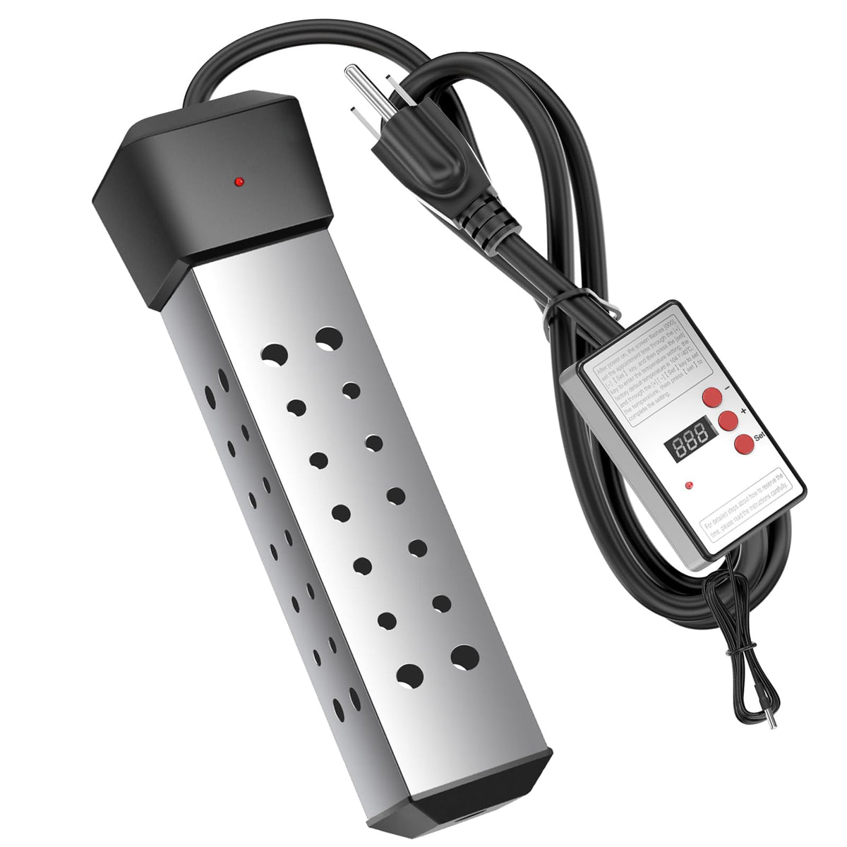 Laoaivena 2000W immersion heater used in a bucket for quick warm water