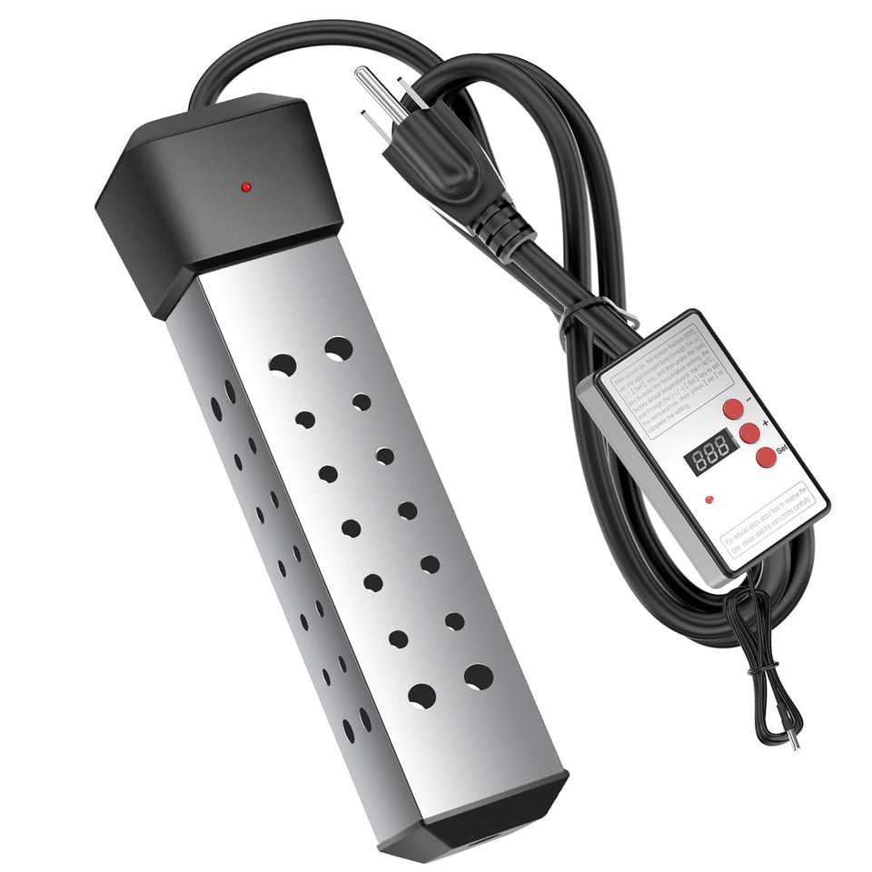 Laoaivena 2000W immersion heater used in a bucket for quick warm water