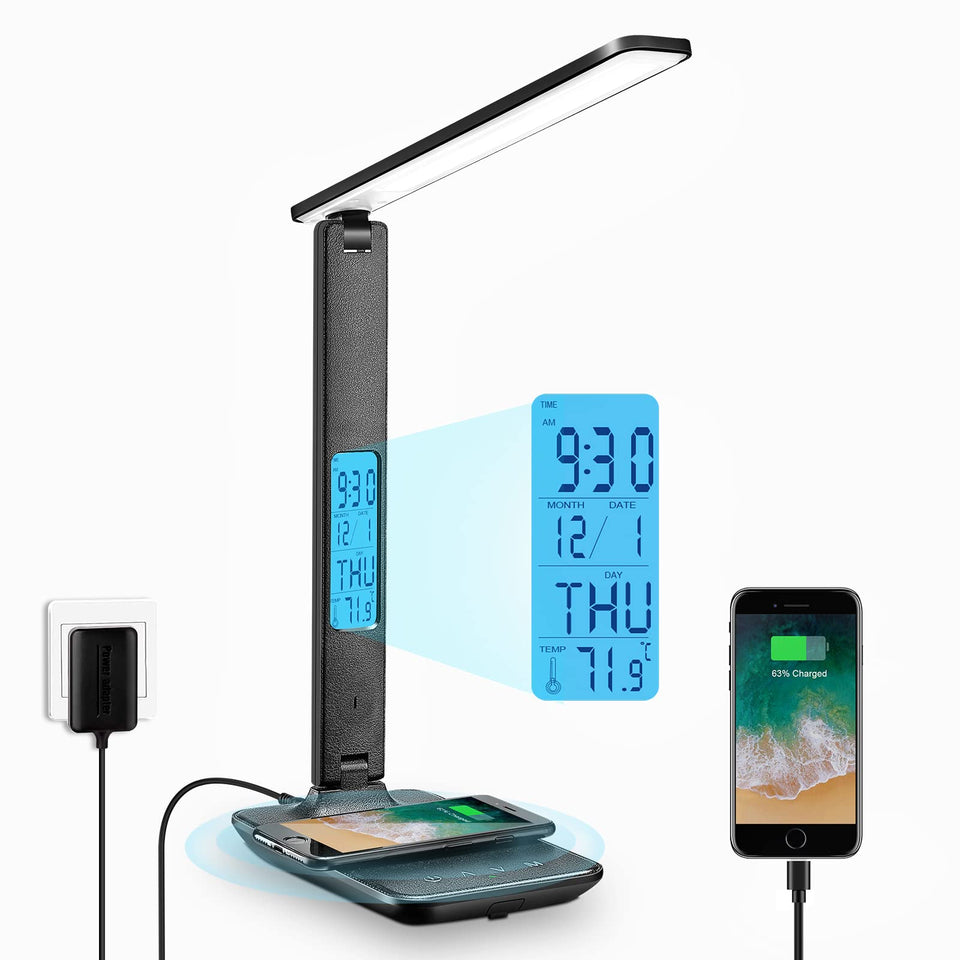 LAOPAO desk lamp with wireless charger powers devices while you work