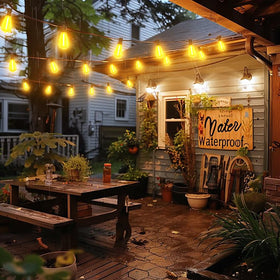 LaPitio backyard string lights add charm to garden paths and outdoor entertaining