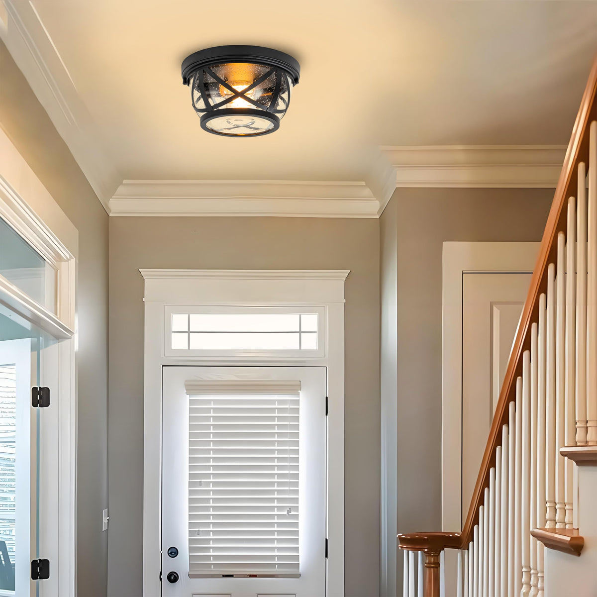 Laplusbelle seeded-glass shade delivers soft, diffused glow for cozy living spaces.