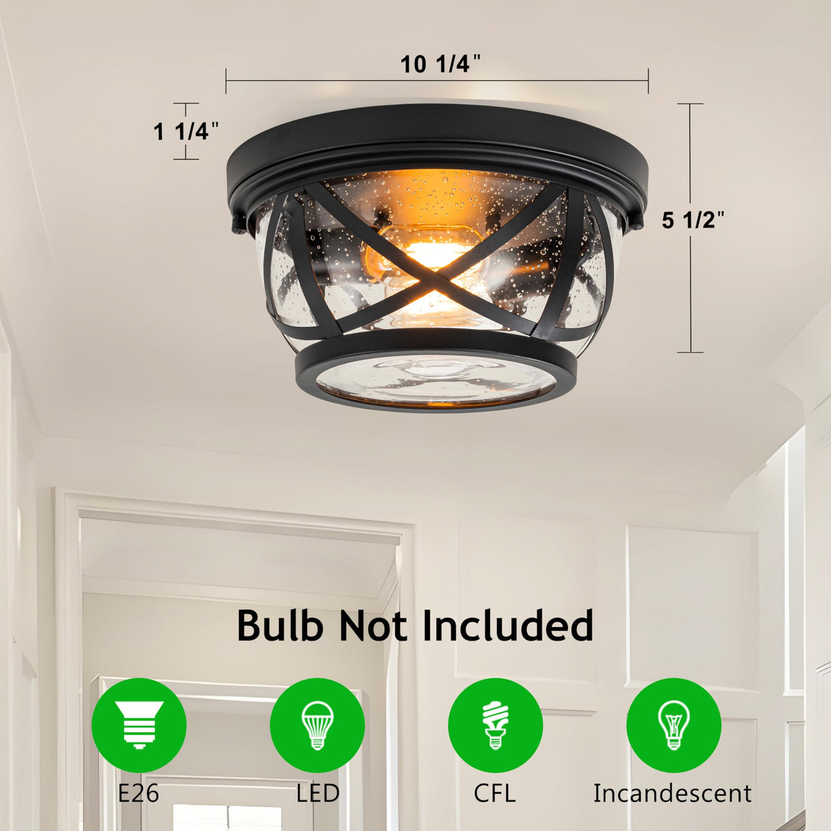 Laplusbelle weather-resistant ceiling light in metal and glass for outdoor durability.