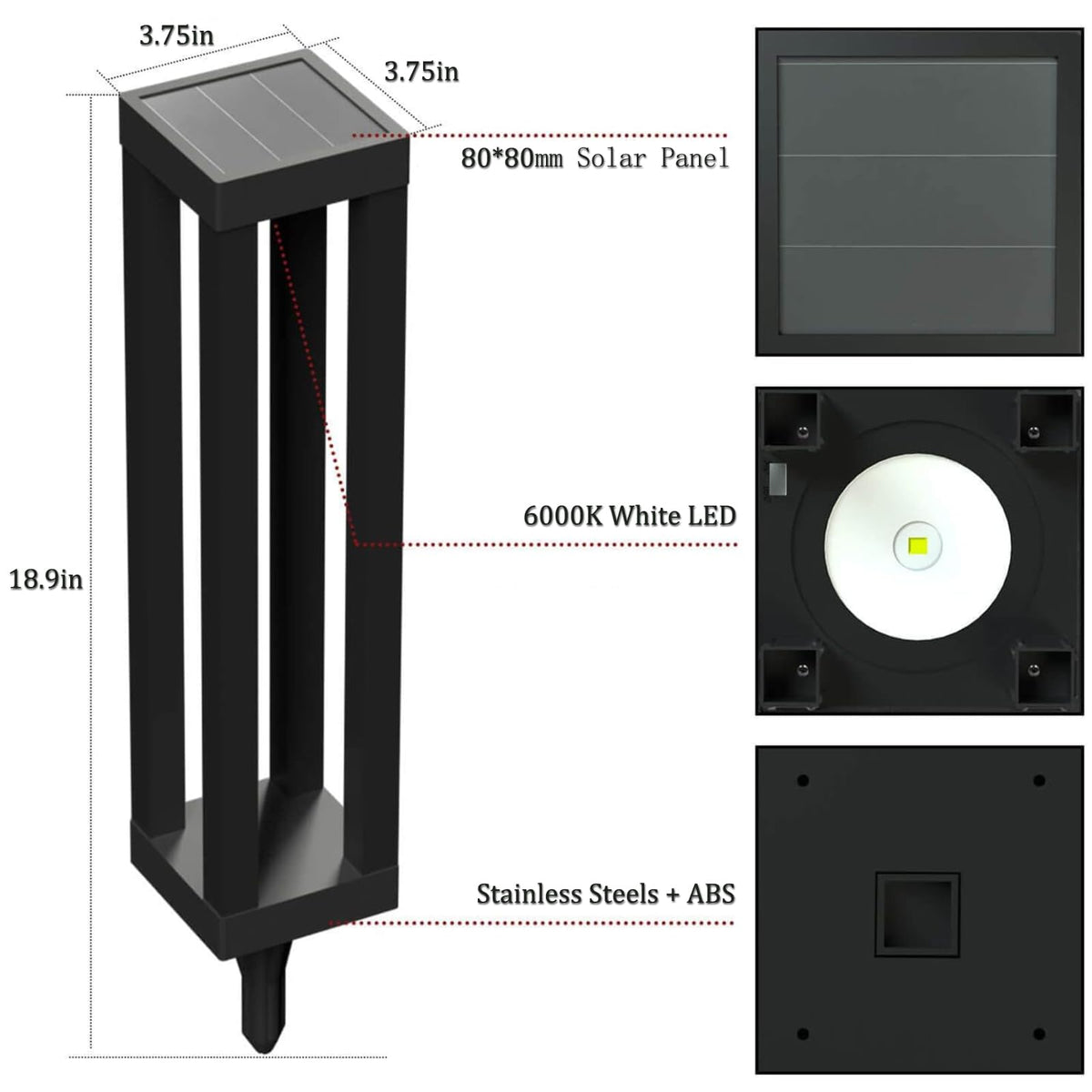 Lapsnail outdoor solar lamp with stake, easy installation for patios and walkways