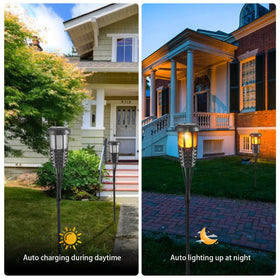 Lapsnail solar bamboo tiki torch for outdoor spaces, no fuel required