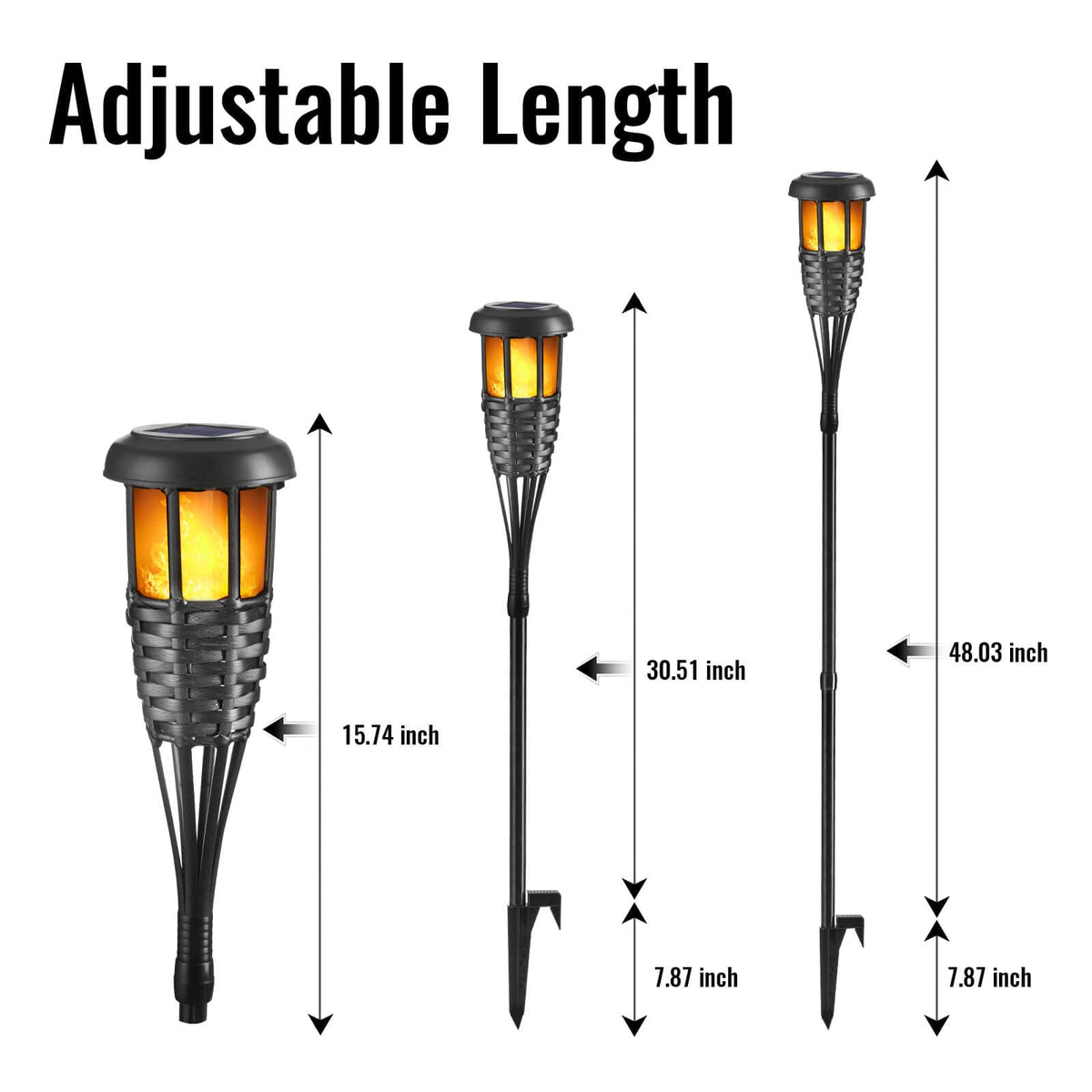 Lapsnail ground-inserted torch extends to 48 inches for walkways