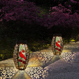 Larekook Cardinal Lantern hanging design enhances pathways and entrances