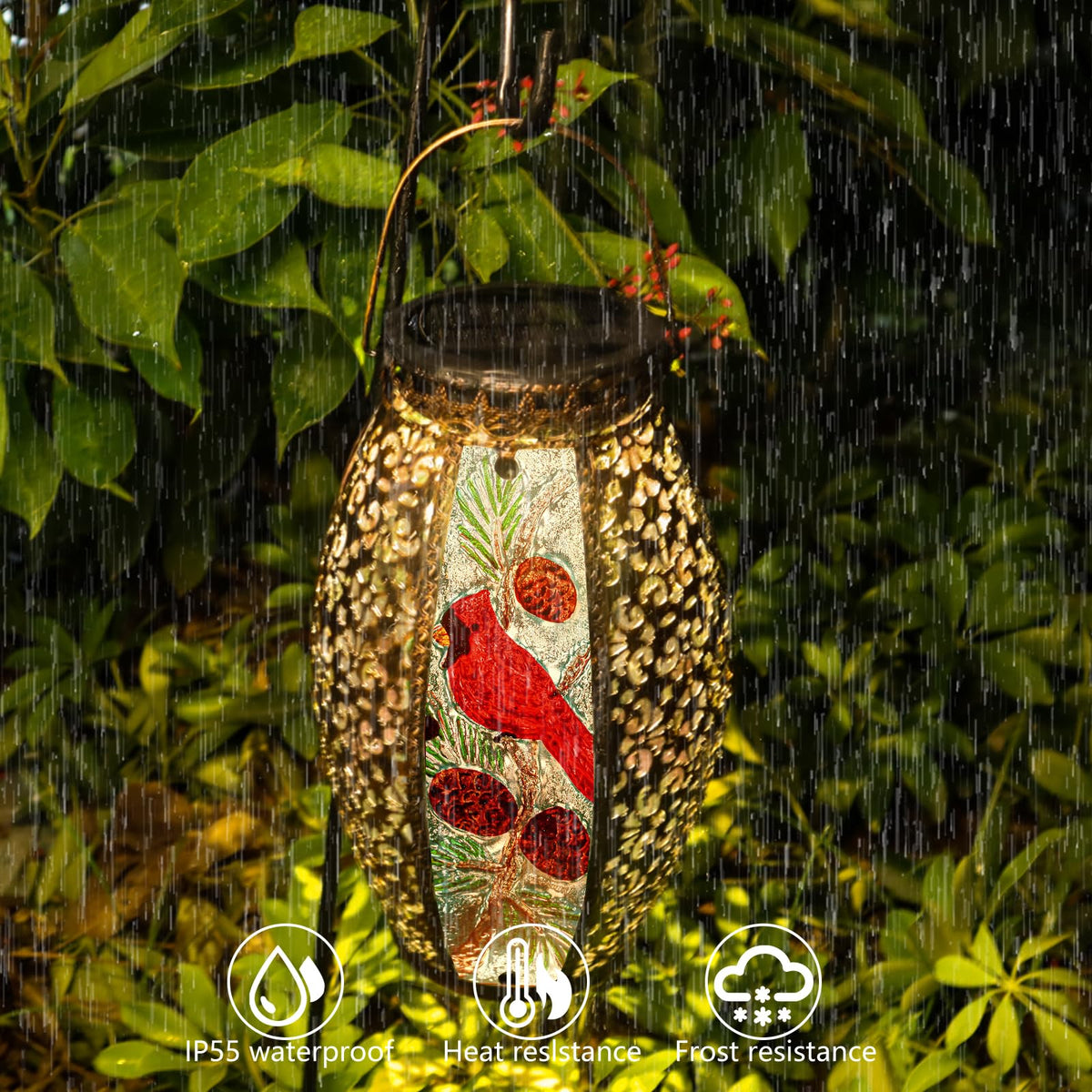 Larekook Cardinal Lantern in weatherproof design for year-round outdoor use