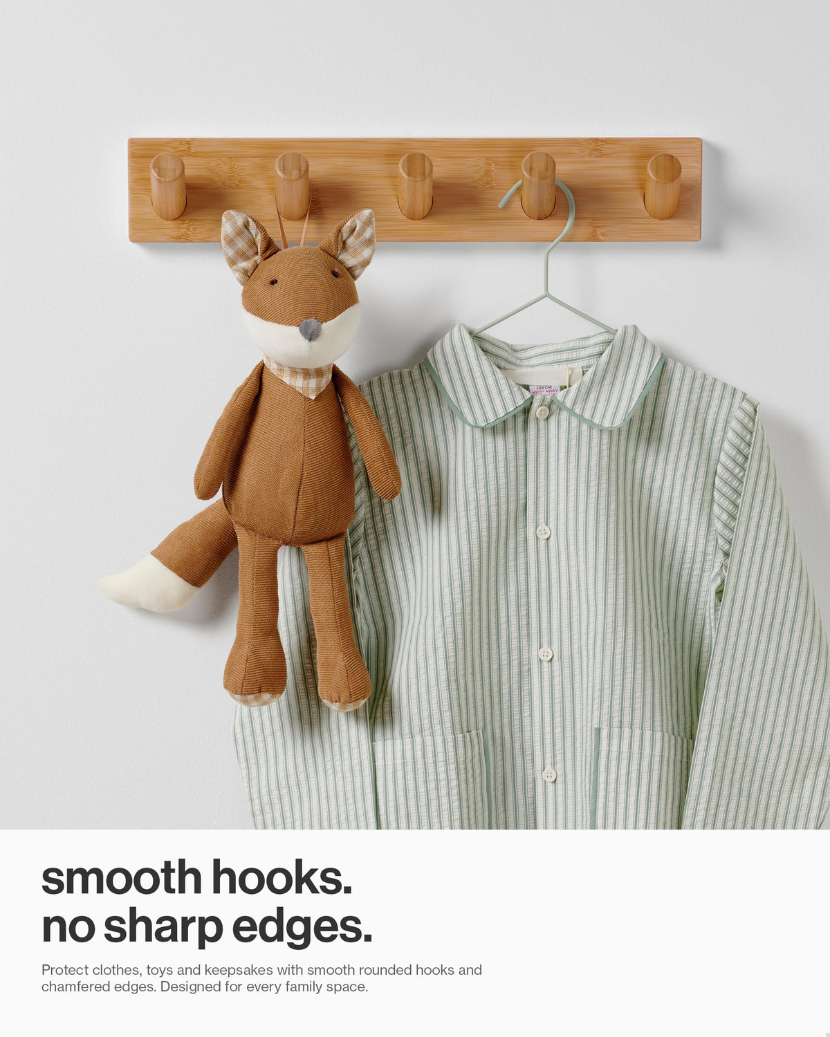 Scandinavian-style wooden rack complements entryways and mudrooms