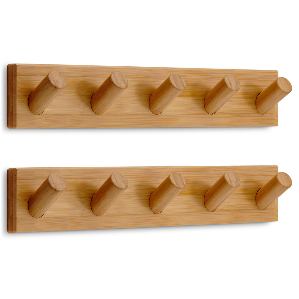 LARHN wall-mounted coat rack with 5 hooks for organized entryways