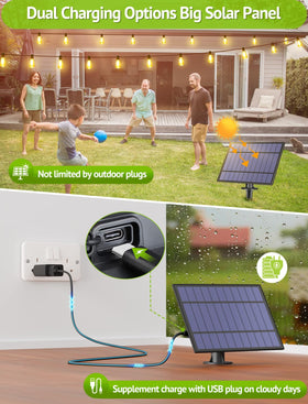 Larkvue dual solar and USB charging keeps lights powered on cloudy days