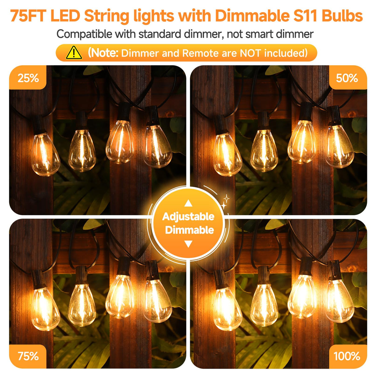 Larkvue S11 bulbs 2700K amber glow for vintage outdoor vibe