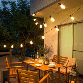 Larkvue warm 2700K glow creates cozy outdoor atmosphere