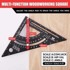 LARMEIL carpenter square 7inch angled setup shown during cabinet frame construction