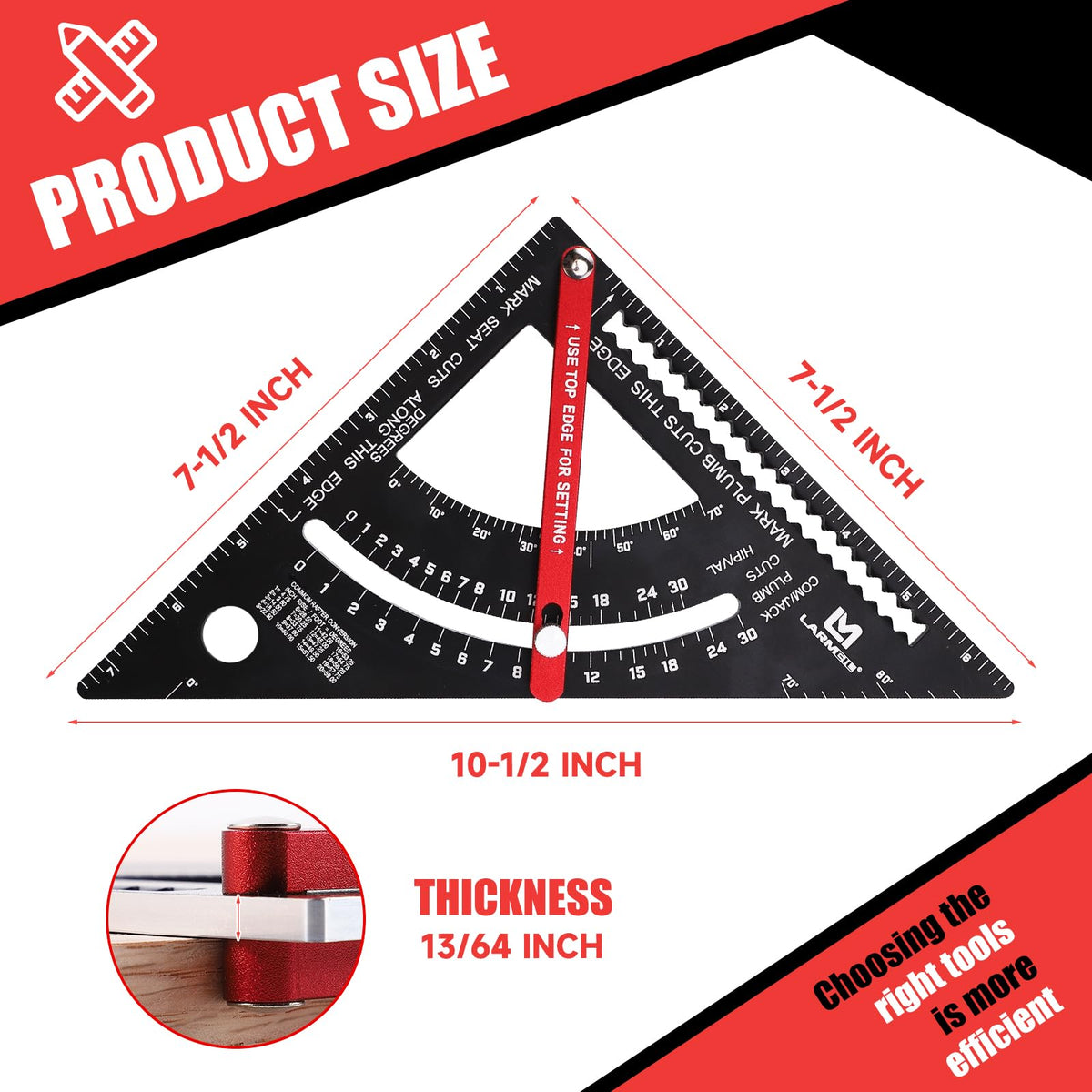 LARMEIL carpenter square 7inch DIY workshop use promotes accurate layout in projects