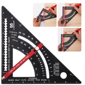 LARMEIL carpenter square 7inch front view shows precise laser-engraved scales for accurate marks