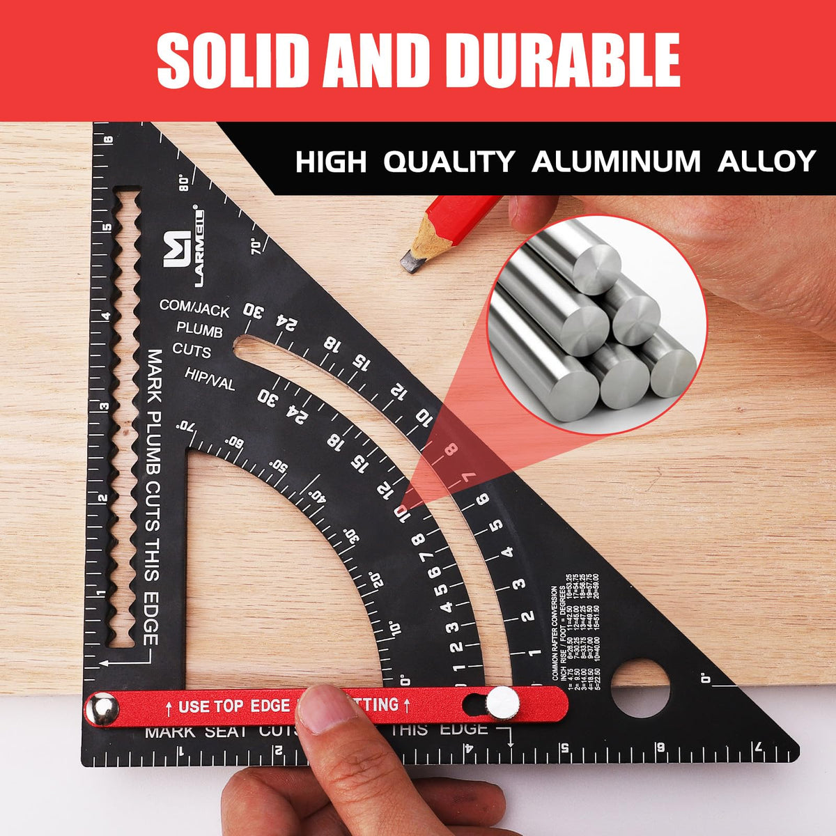 LARMEIL carpenter square 7inch saw guide feature aids straight cuts on boards