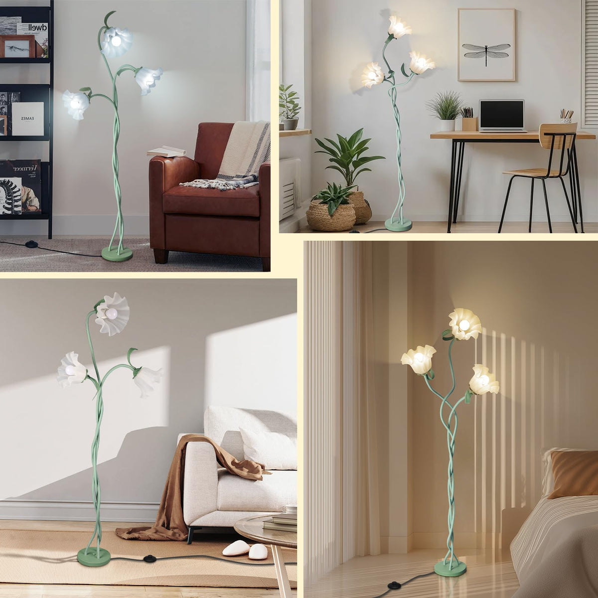 Larnix Flower Standing Lamp fits neatly into corners for compact spaces