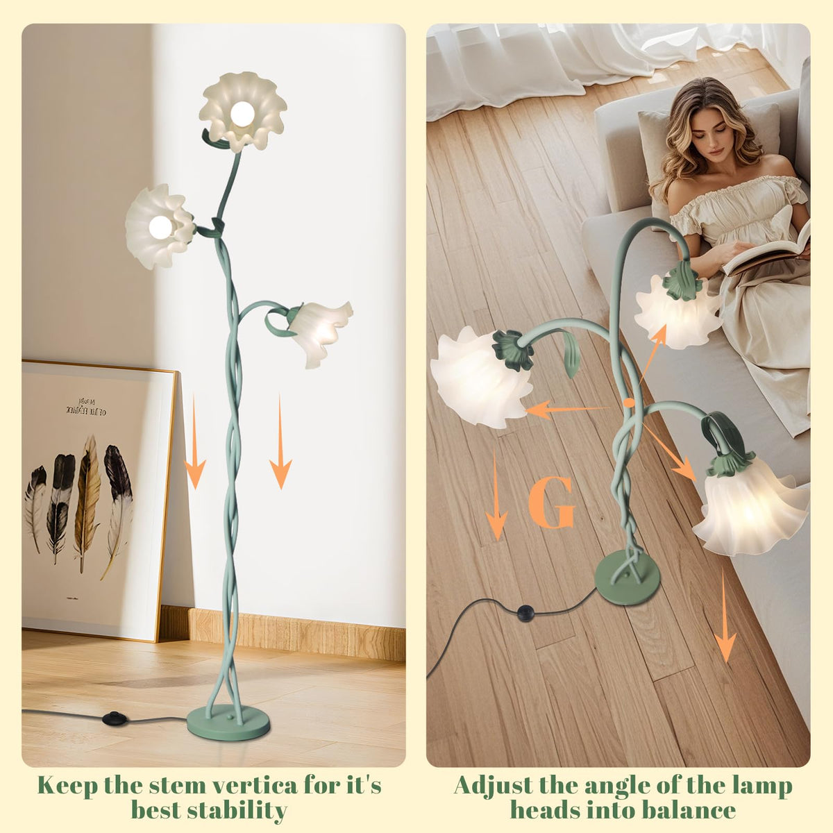Larnix Flower Standing Lamp heavy base provides stable support in busy rooms