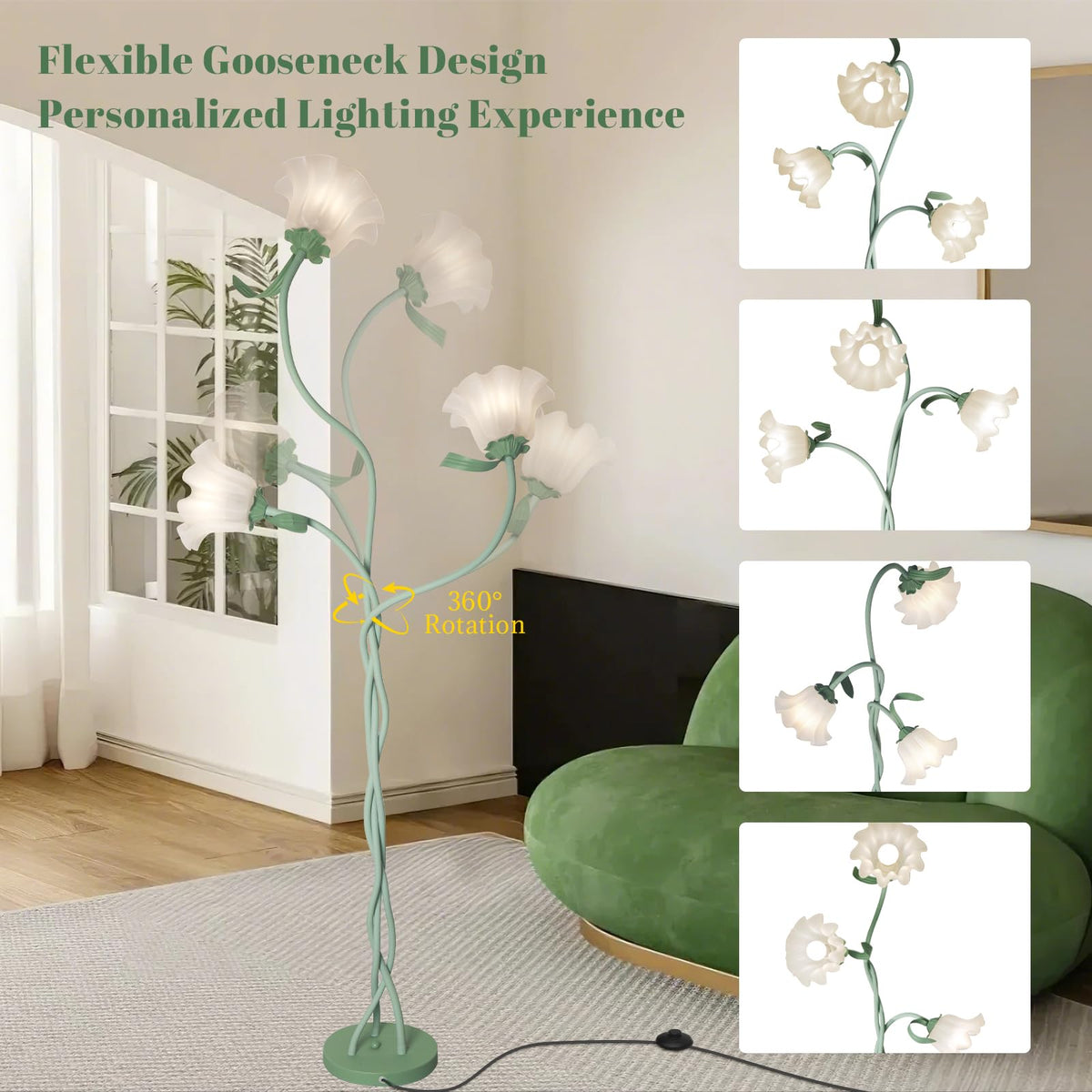 Larnix Flower Standing Lamp includes three LED bulbs for quick, bright setup