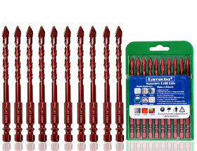 Larouoba 10pc 1/4in eccentric drill bits set for versatile drilling tasks.