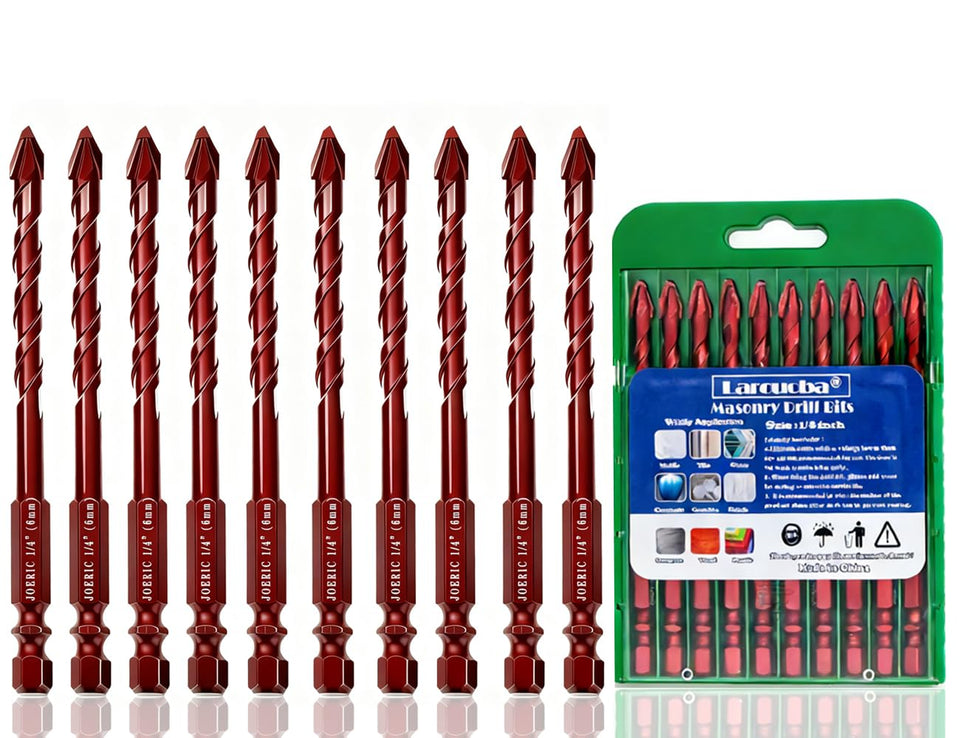 Larouoba 10pc 1/4in eccentric drill bits set for versatile drilling tasks.