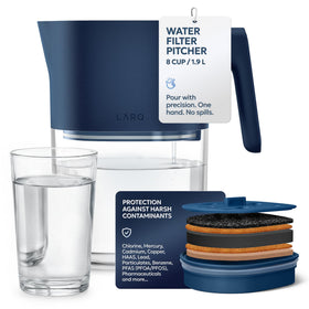 LARQ water filter pitcher front view in Monaco Blue for quick hydration.