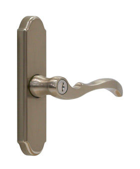 Larson M2 brushed nickel interior handle with smooth lever action.
