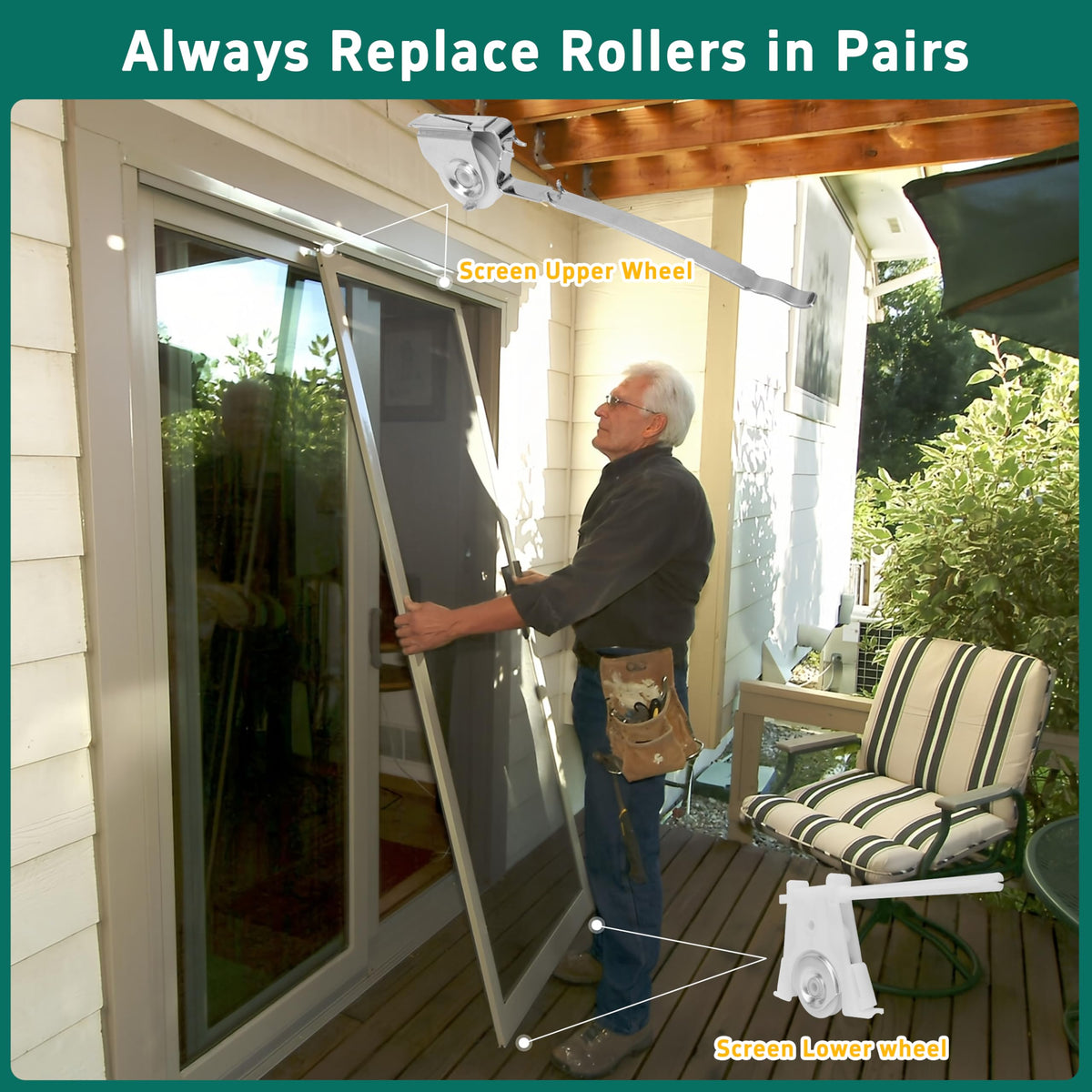Lashow four-pack sliding screen door roller assembly lower for stable sliding