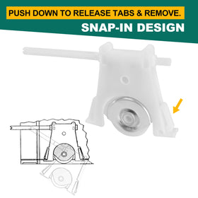 Lashow adjustable lower roller spindle for precise door alignment