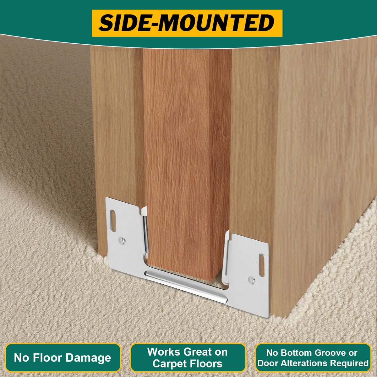 Lashow pocket door guide bottom hidden design preserves trim aesthetics while guiding movement.