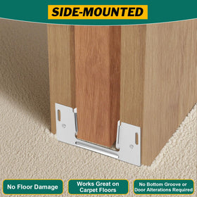 Lashow pocket door guide bottom hidden design preserves trim aesthetics while guiding movement.