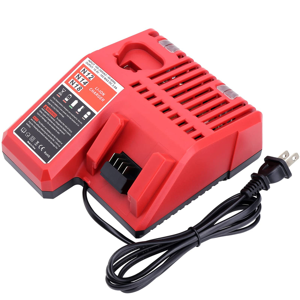 Lasica 12V/18V charger front view with clear status indicators