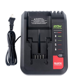 Lasica 20V Max Charger front view showing broad brand compatibility for batteries.