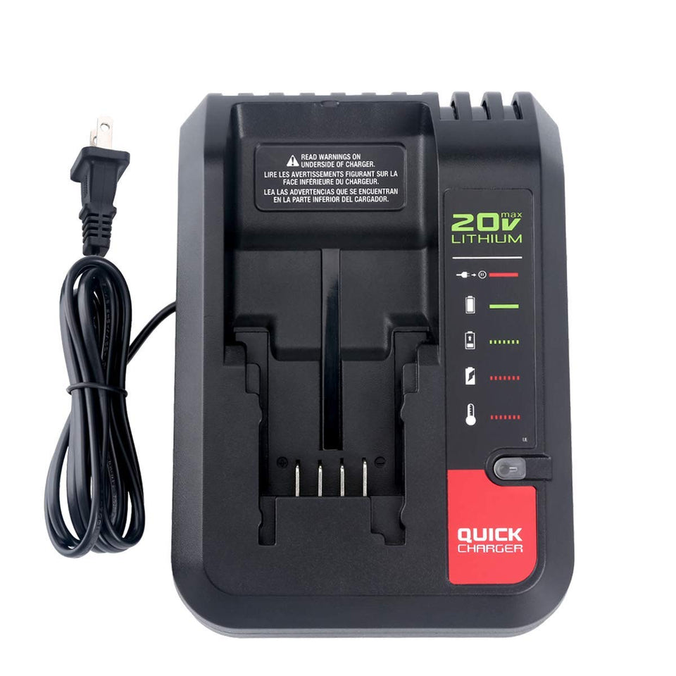 Lasica 20V Max Charger front view showing broad brand compatibility for batteries.