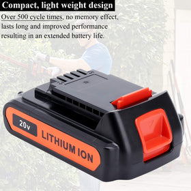 Lasica replacement battery compatible with Black and Decker 20V tools.