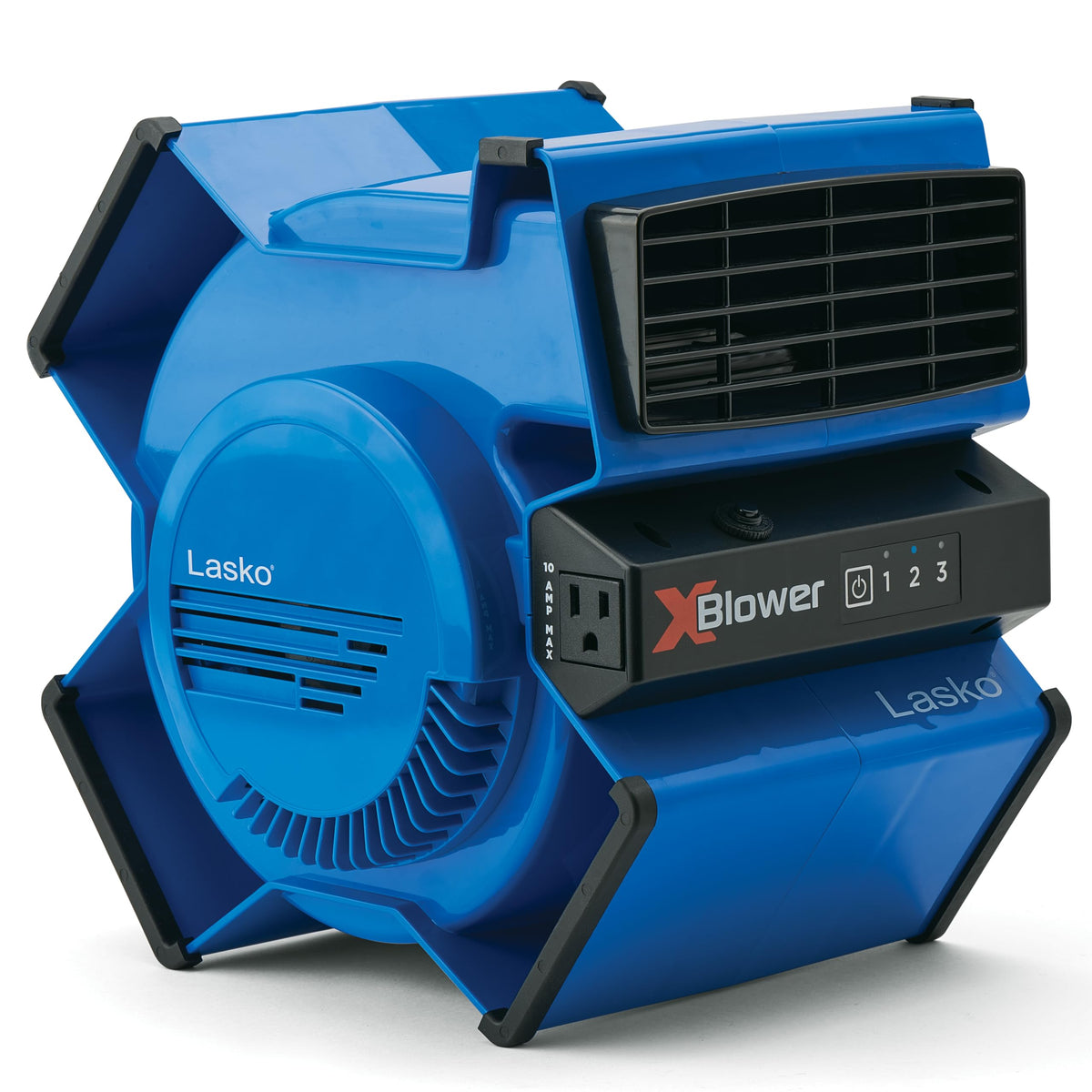 Lasko X-Blower front view showing compact design for versatile cooling.